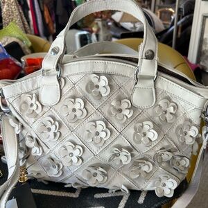 Cute Faux Leather white rhinestone hand bag crossbody strap